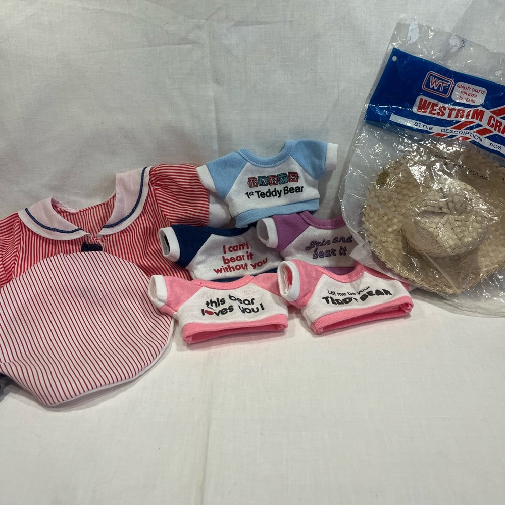 Kids Teddy Bear Outfit Set - Pink, Blue, Red